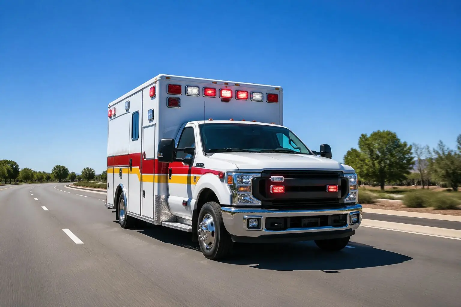 ambulancia em ceu azul